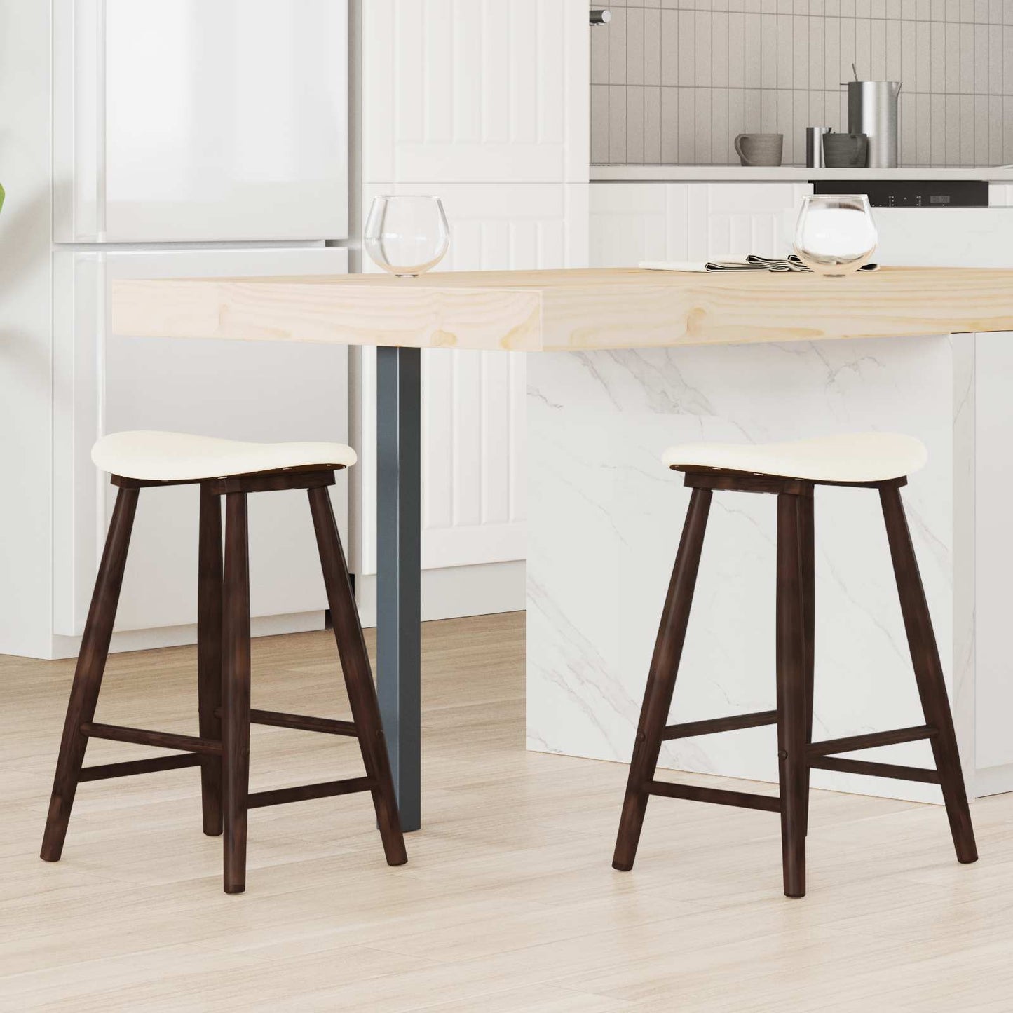 vidaXL Cadeiras de Jantar 2 pcs Marrom Claro 46 x 37 x 63 cm