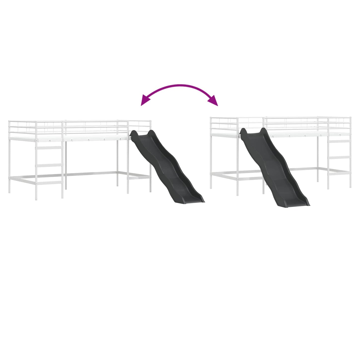 vidaXL Estrutura de cama loft para crianças com escorregador