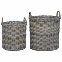 vidaXL Cesta de Plantas com armazenamento 2 pcs Cinzeto Rattan Lacak