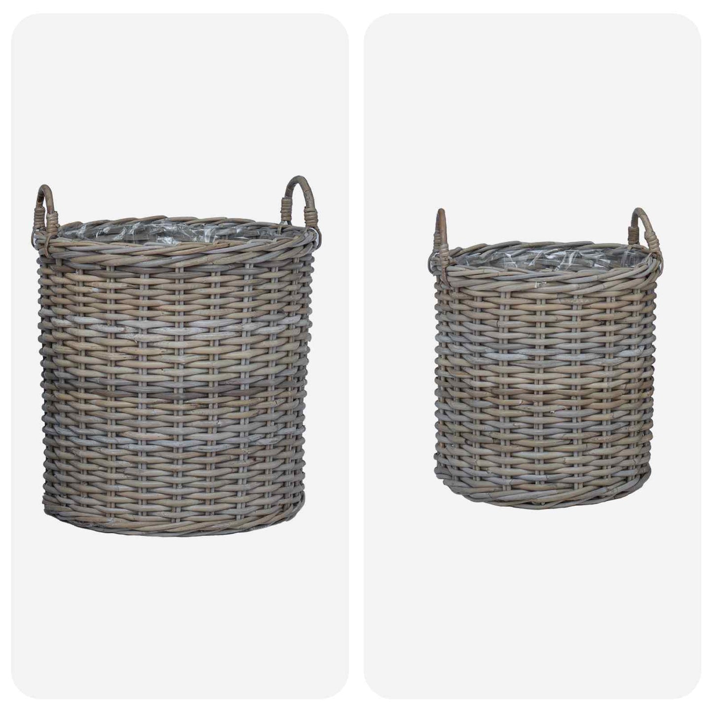 vidaXL Cesta de Plantas com armazenamento 2 pcs Cinzeto Rattan Lacak
