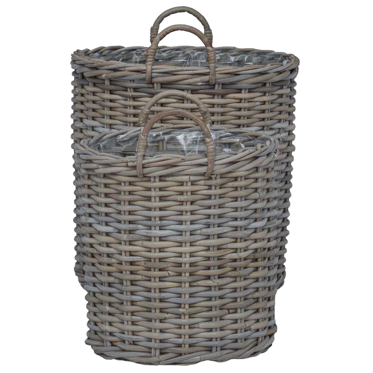 vidaXL Cesta de Plantas com armazenamento 2 pcs Cinzeto Rattan Lacak