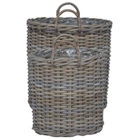 vidaXL Cesta de Plantas com armazenamento 2 pcs Cinzeto Rattan Lacak