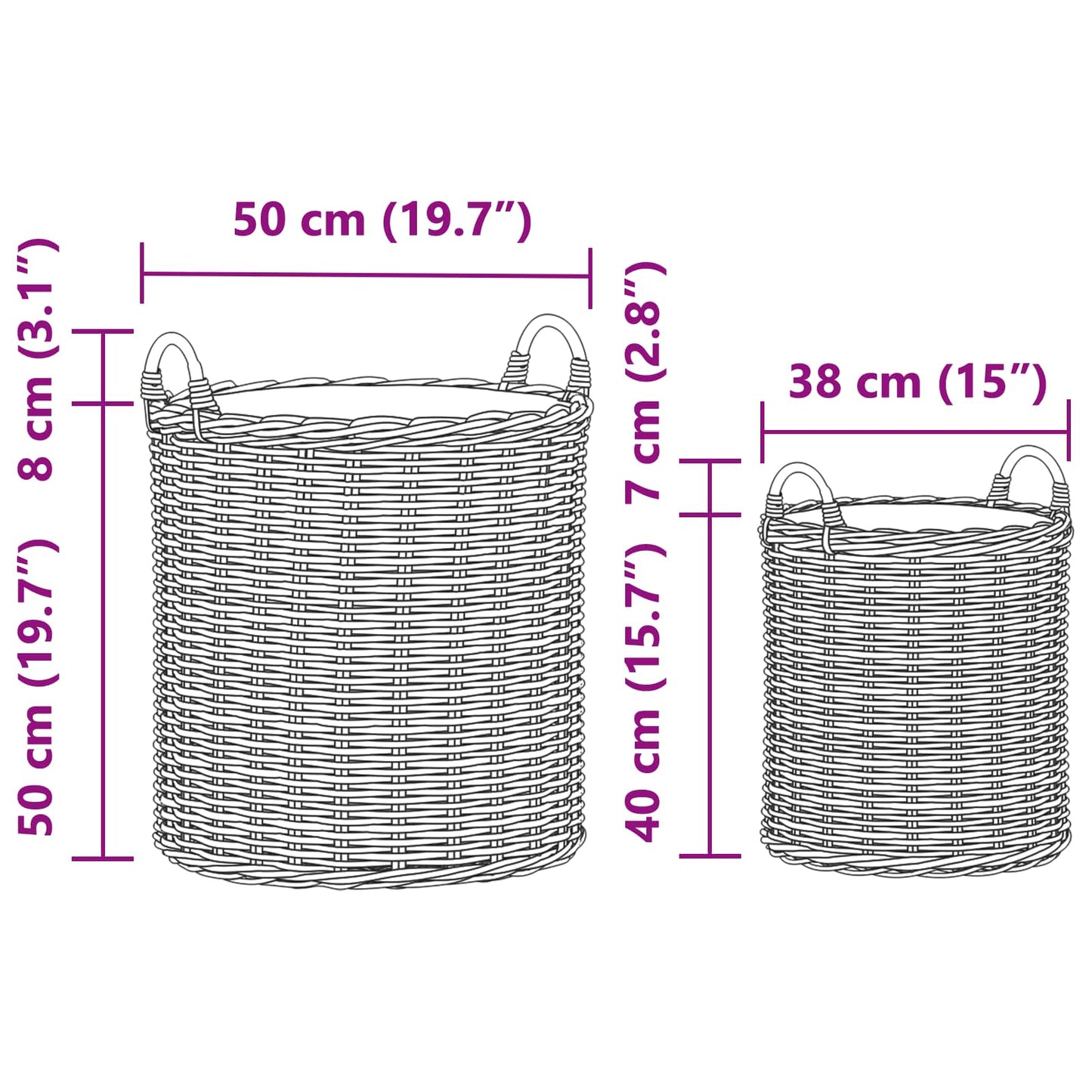vidaXL Cesta de Plantas com armazenamento 2 pcs Cinzeto Rattan Lacak