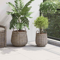 vidaXL Cesta de Plantas com armazenamento 2 pcs Cinzeto Rattan Lacak
