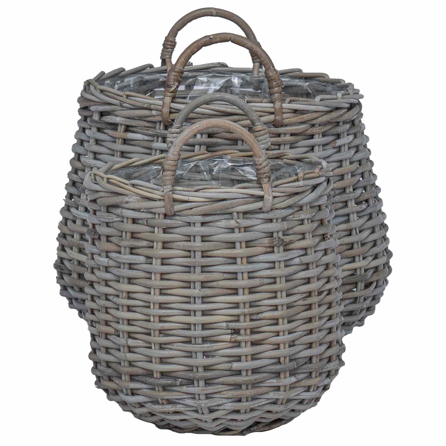 vidaXL Cesta de Plantas com armazenamento 2 pcs Cinzeto Rattan Lacak