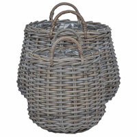 vidaXL Cesta de Plantas com armazenamento 2 pcs Cinzeto Rattan Lacak