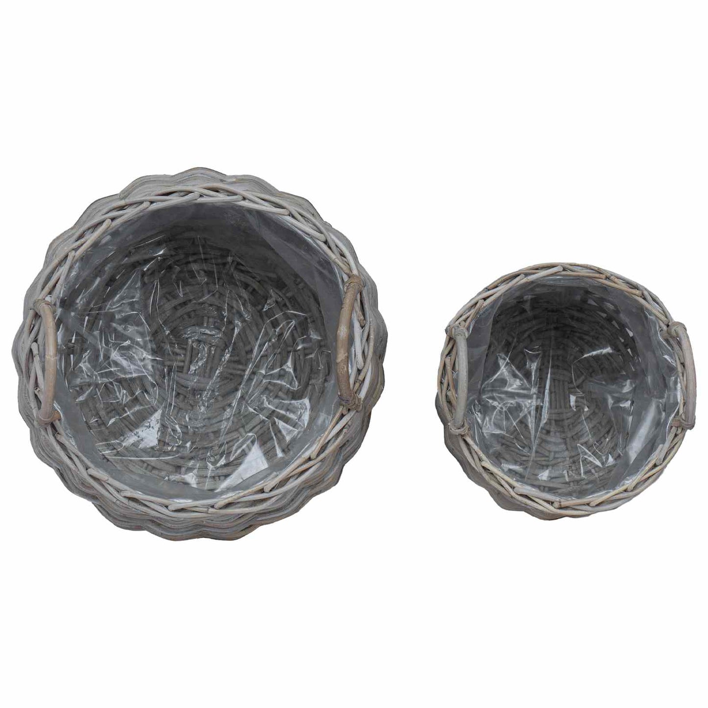 vidaXL Cesta de Plantas com armazenamento 2 pcs Cinzeto Rattan Lacak