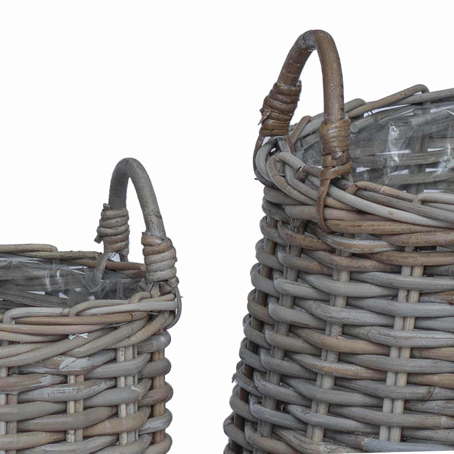 vidaXL Cesta de Plantas com armazenamento 2 pcs Cinzeto Rattan Lacak