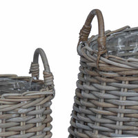 vidaXL Cesta de Plantas com armazenamento 2 pcs Cinzeto Rattan Lacak