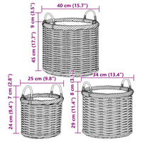 vidaXL Cesta de Plantas com armazenamento 3 pcs Cinzeto Rattan Kubu