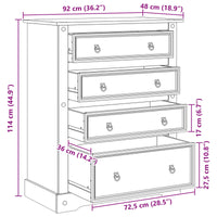 vidaXL Baús de Armazenamento com gaveta Branco 92 x 48 x 114 cm