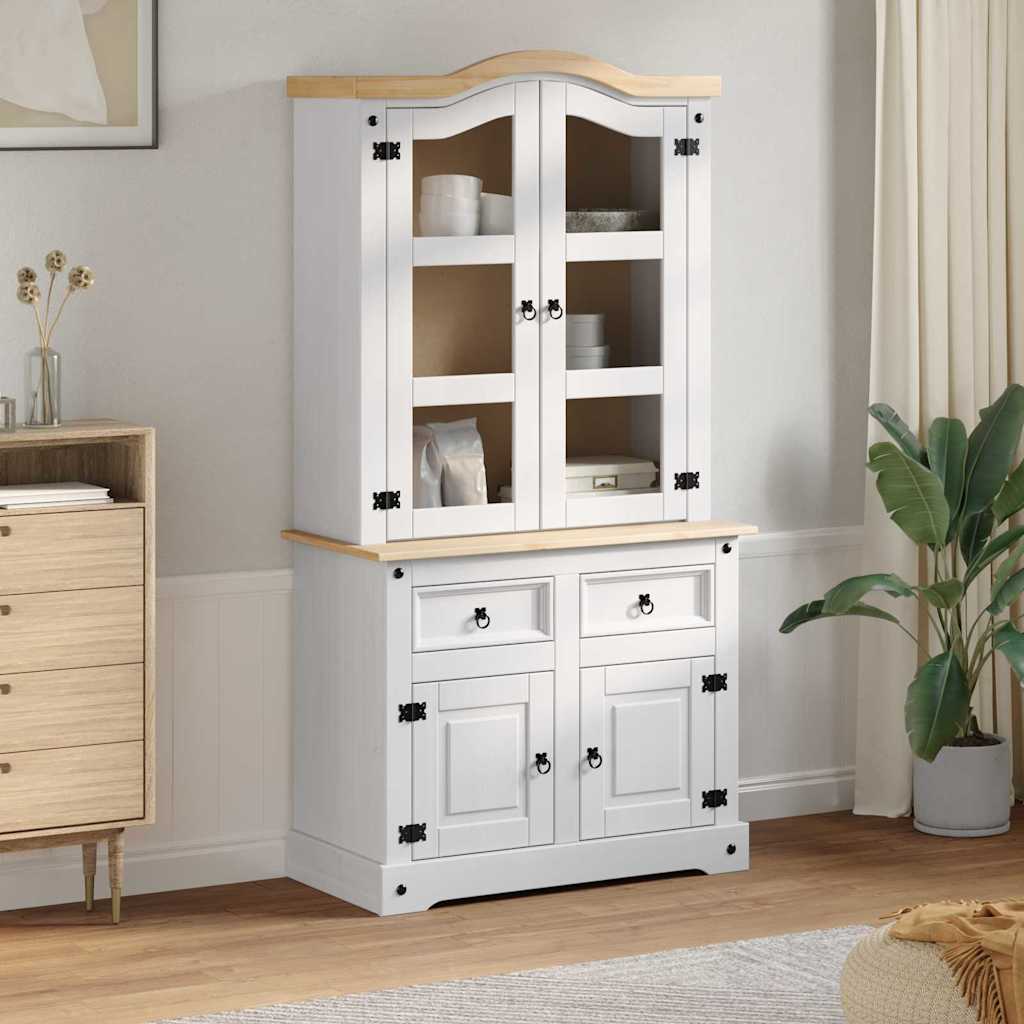 vidaXL Buffet Branco 100 x 48,5 x 179 cm Madeira de Pinheiro Sólida