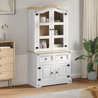 vidaXL Buffet Branco 100 x 48,5 x 179 cm Madeira de Pinheiro Sólida