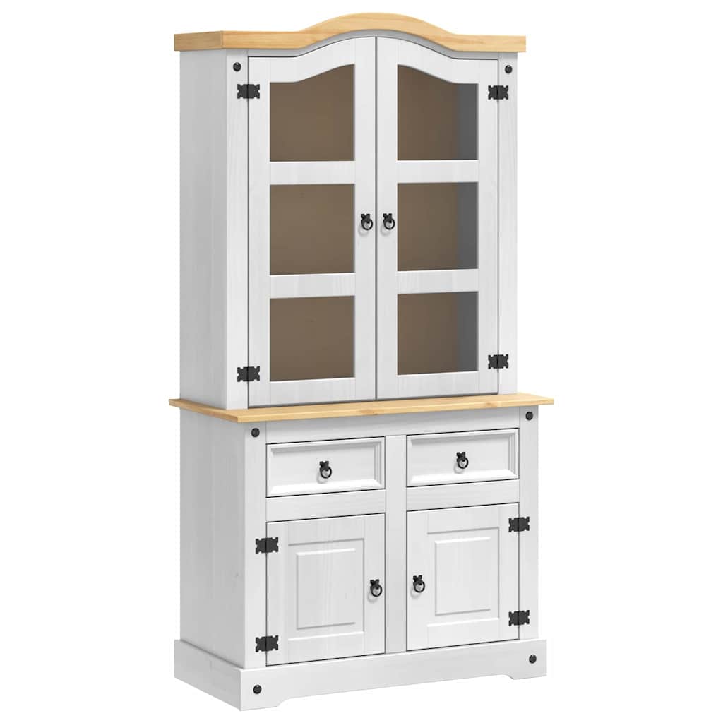 vidaXL Buffet Branco 100 x 48,5 x 179 cm Madeira de Pinheiro Sólida