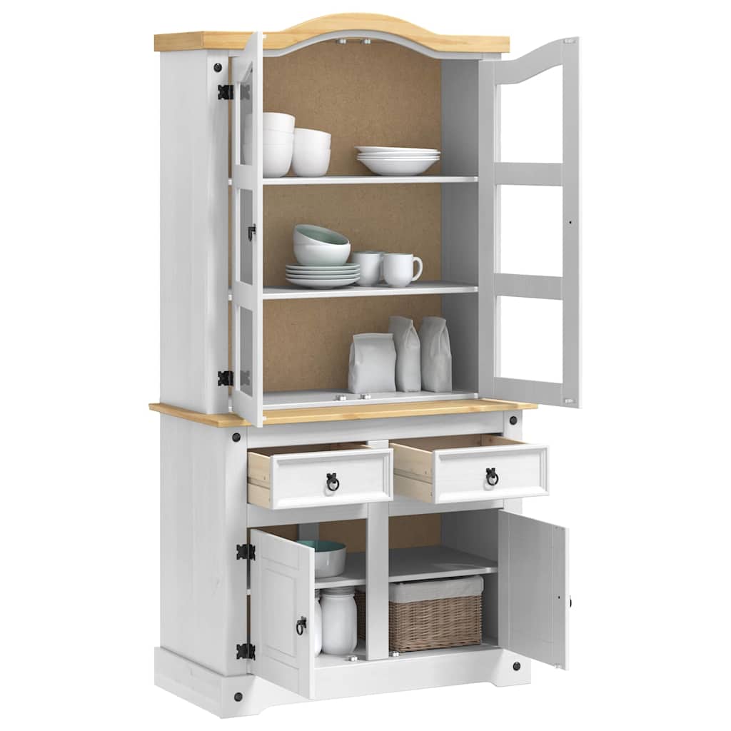 vidaXL Buffet Branco 100 x 48,5 x 179 cm Madeira de Pinheiro Sólida