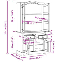 vidaXL Buffet Branco 100 x 48,5 x 179 cm Madeira de Pinheiro Sólida
