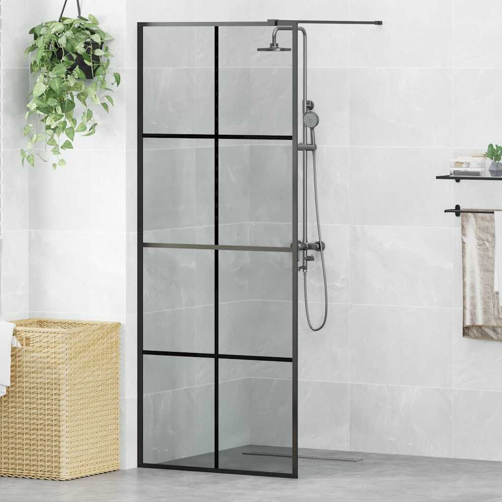 vidaXL Divisória de chuveiro 80x195 cm vidro transparente ESG preto