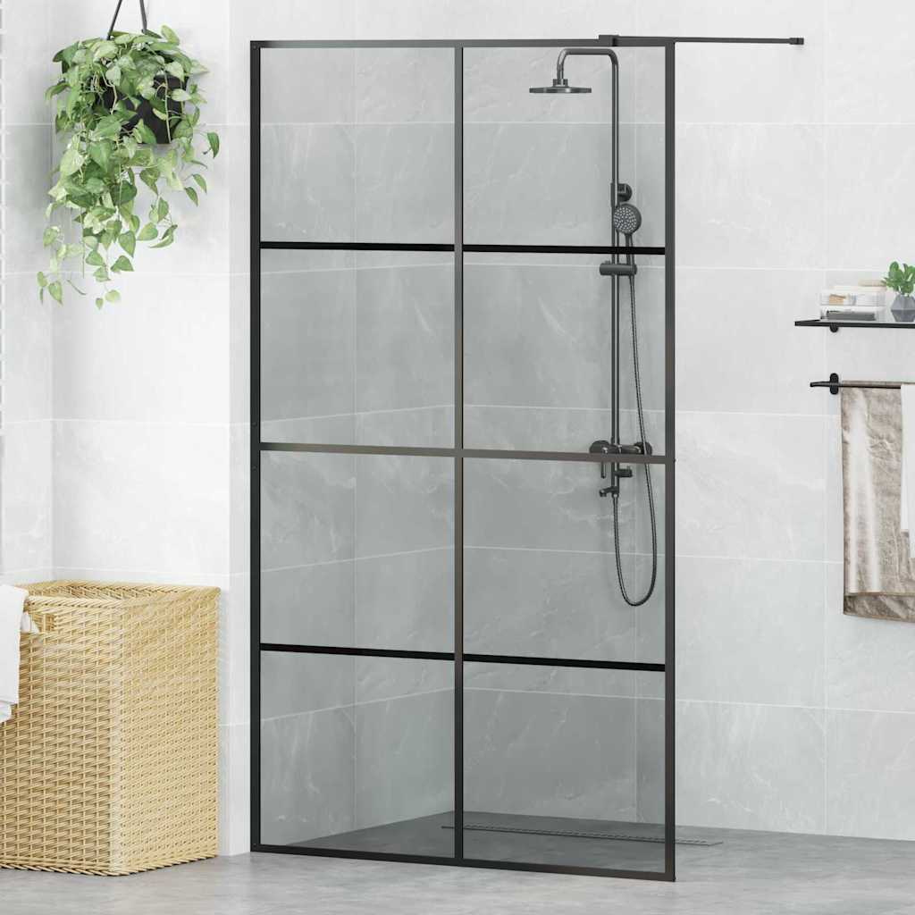 vidaXL Divisória de chuveiro 80x195 cm vidro transparente ESG preto