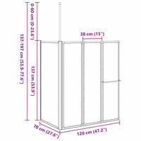 vidaXL Tela de Banho Opaco 120 x 70 x 137 cm Alumínio