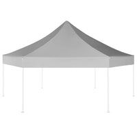 vidaXL Tenda festas pop-up dobrável hexagonal cinzento 3,6x3,1 m