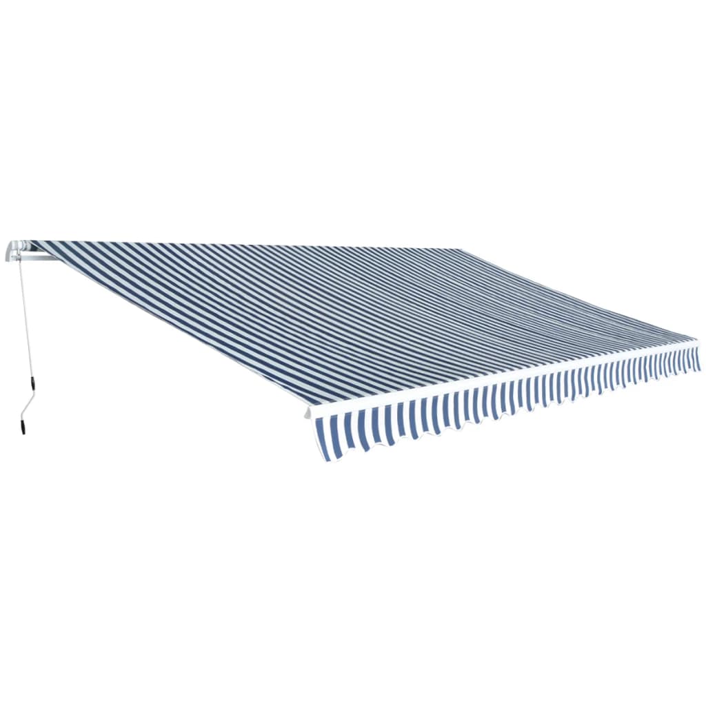 vidaXL Toldo dobrável manual 500 cm azul e branco