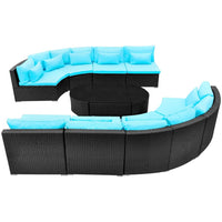 vidaXL 13 pcs conjunto lounge jardim c/ almofadões vime PE azul