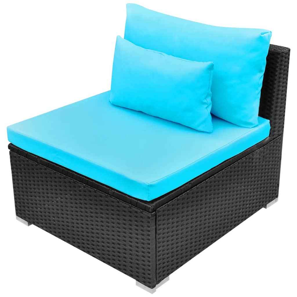 vidaXL 13 pcs conjunto lounge jardim c/ almofadões vime PE azul