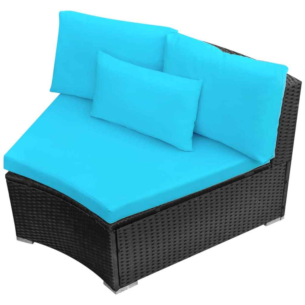 vidaXL 13 pcs conjunto lounge jardim c/ almofadões vime PE azul