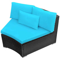vidaXL 13 pcs conjunto lounge jardim c/ almofadões vime PE azul