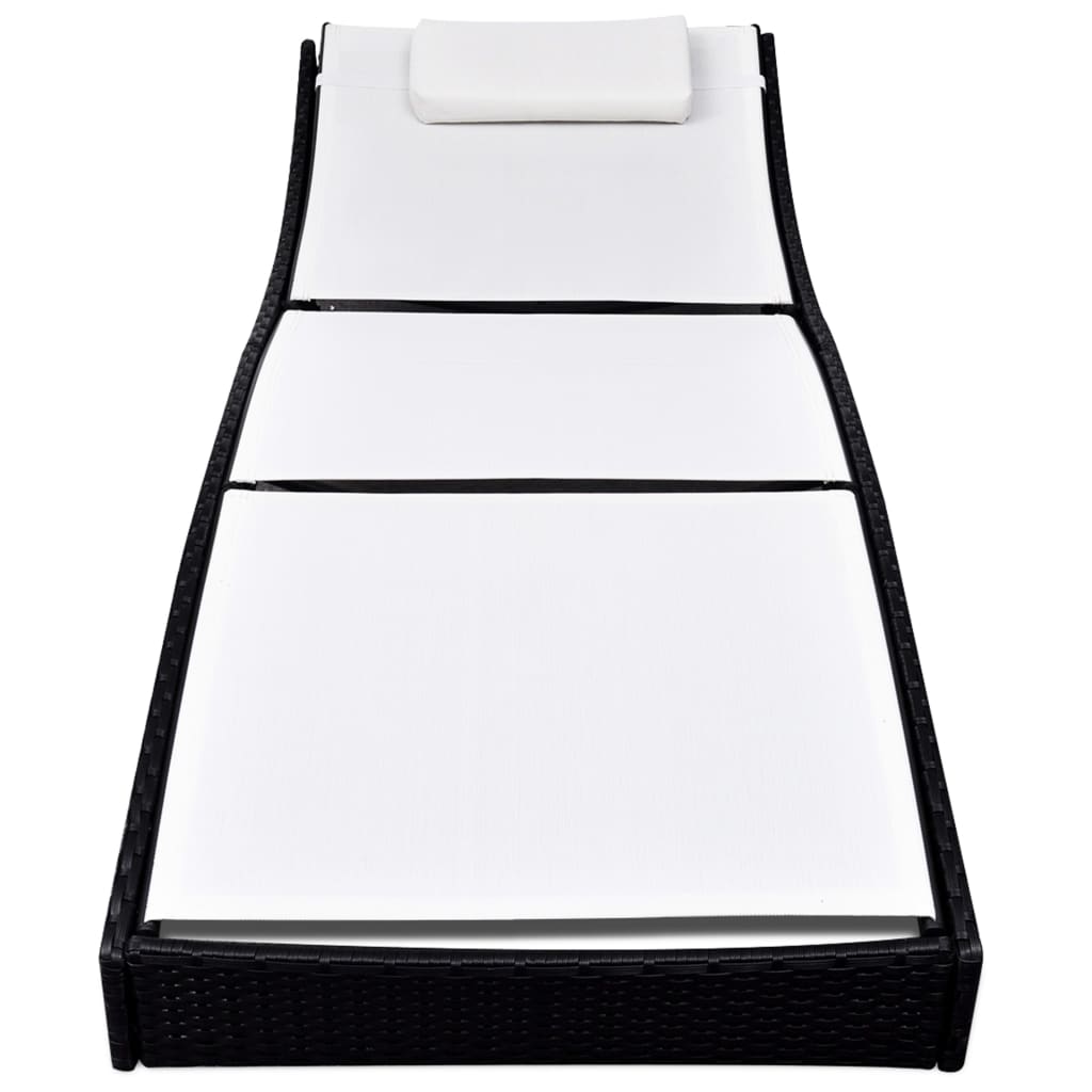 vidaXL Espreguiçadeira em vime PE preto