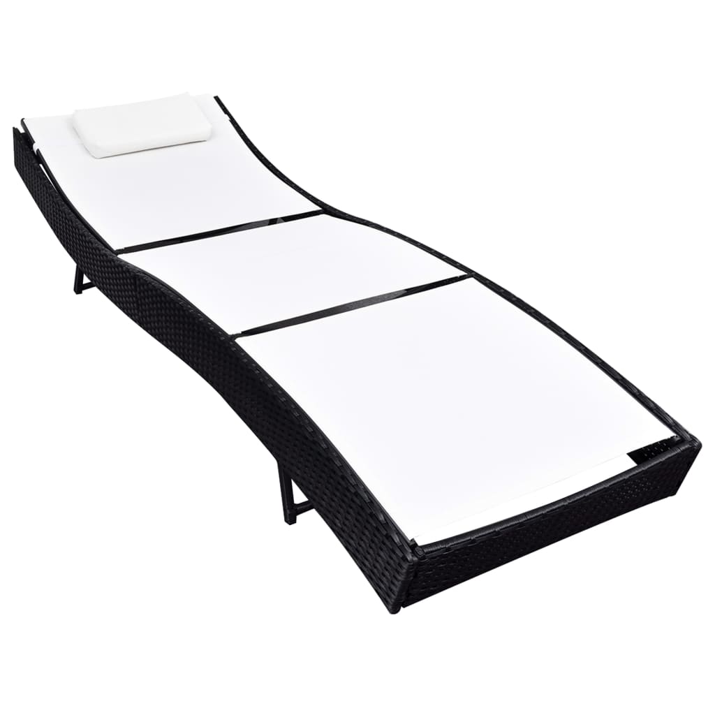 vidaXL Espreguiçadeira em vime PE preto