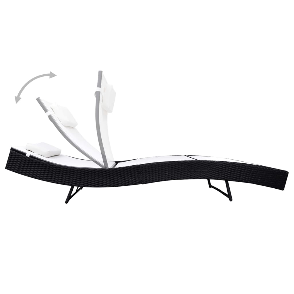 vidaXL Espreguiçadeira em vime PE preto