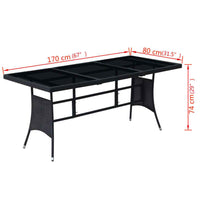 vidaXL 9 pcs conjunto jantar exterior com almofadões vime PE preto