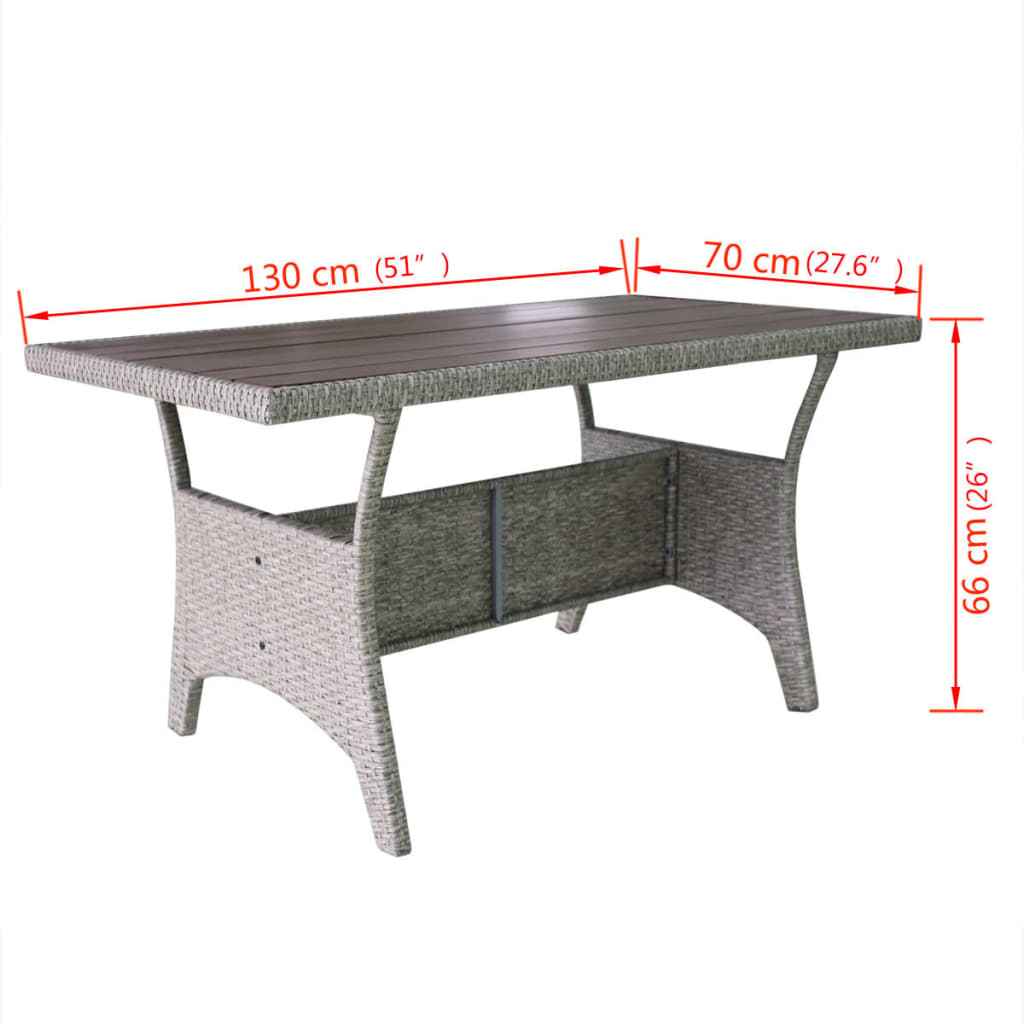 vidaXL 3 pcs conjunto lounge de jardim c/ almofadões vime PE cinzento