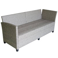 vidaXL 3 pcs conjunto lounge de jardim c/ almofadões vime PE cinzento