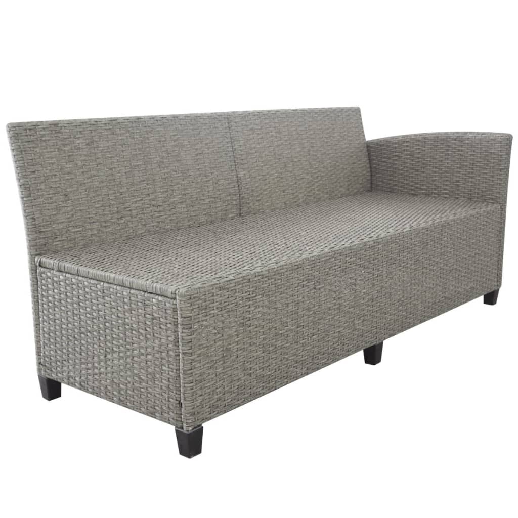vidaXL 3 pcs conjunto lounge de jardim c/ almofadões vime PE cinzento