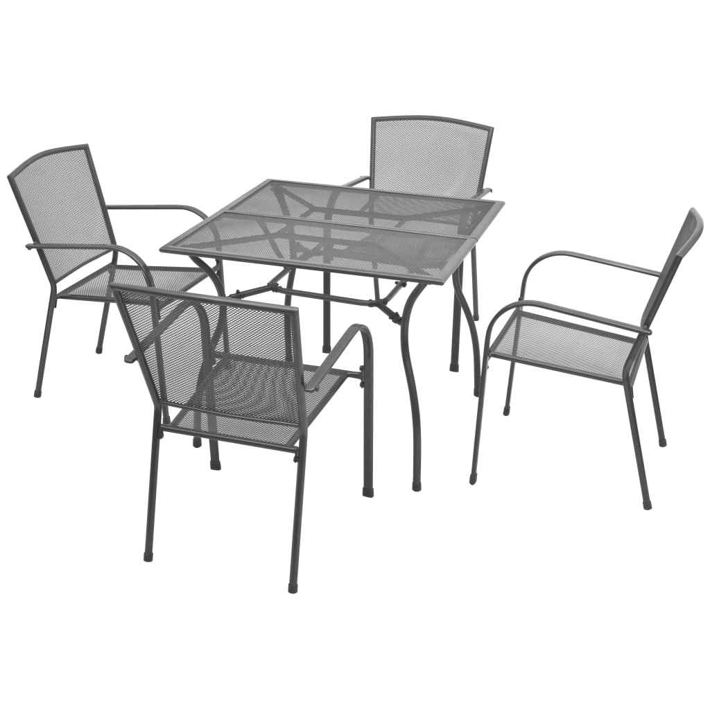 vidaXL 5 pcs conjunto de jantar para exterior aço antracite