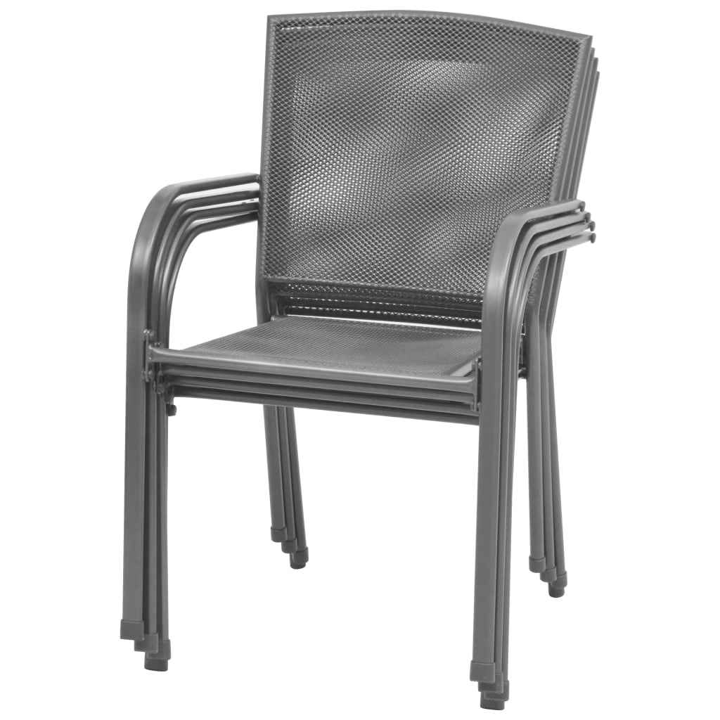 vidaXL 5 pcs conjunto de jantar para exterior aço antracite