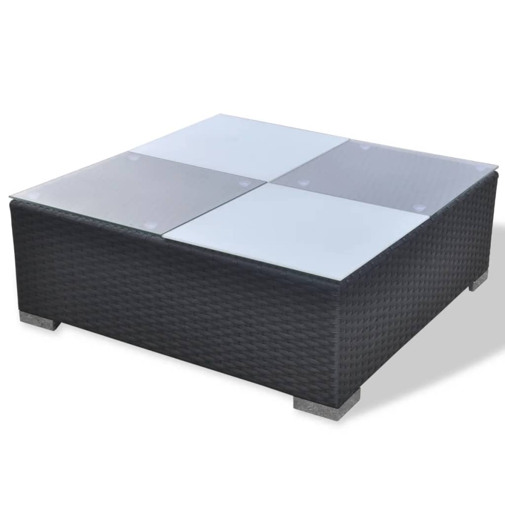 vidaXL 5 pcs conjunto lounge de jardim c/ almofadões vime PE preto