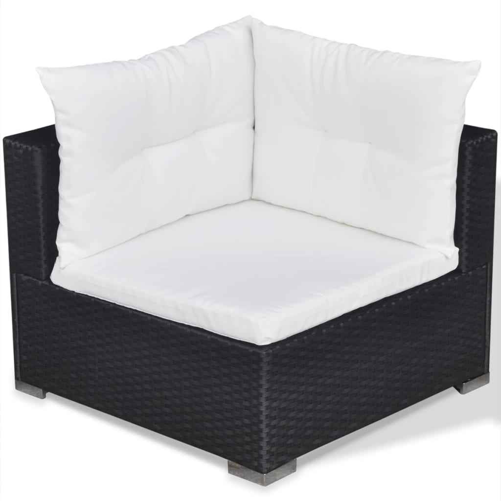 vidaXL 5 pcs conjunto lounge de jardim c/ almofadões vime PE preto