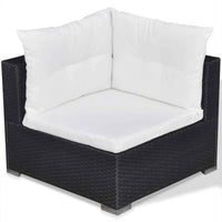 vidaXL 5 pcs conjunto lounge de jardim c/ almofadões vime PE preto