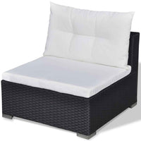 vidaXL 5 pcs conjunto lounge de jardim c/ almofadões vime PE preto