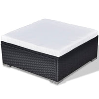 vidaXL 5 pcs conjunto lounge de jardim c/ almofadões vime PE preto