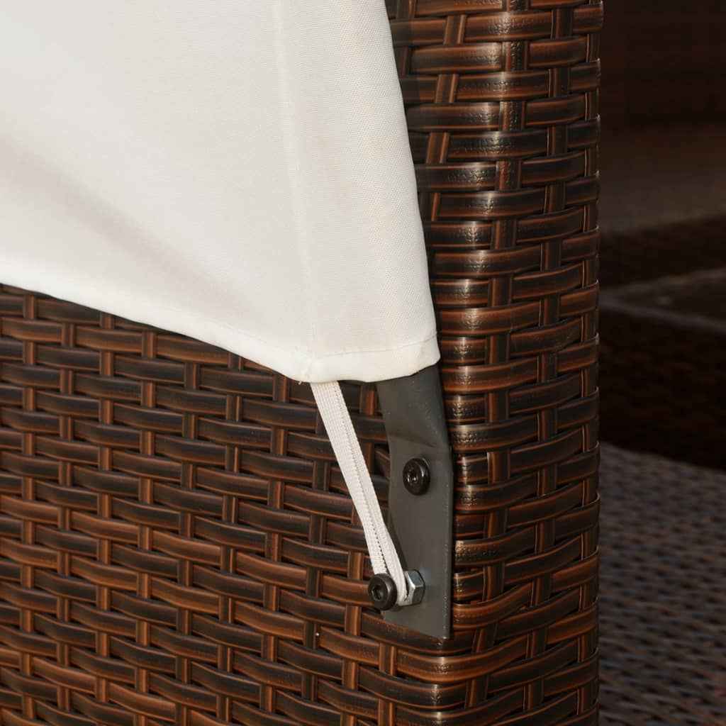 vidaXL 9 pcs conjunto lounge jardim c/ toldos vime PE castanho