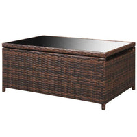 vidaXL 10 pcs conjunto lounge jardim c/ almofadões vime PE castanho