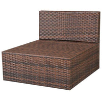 vidaXL 10 pcs conjunto lounge jardim c/ almofadões vime PE castanho