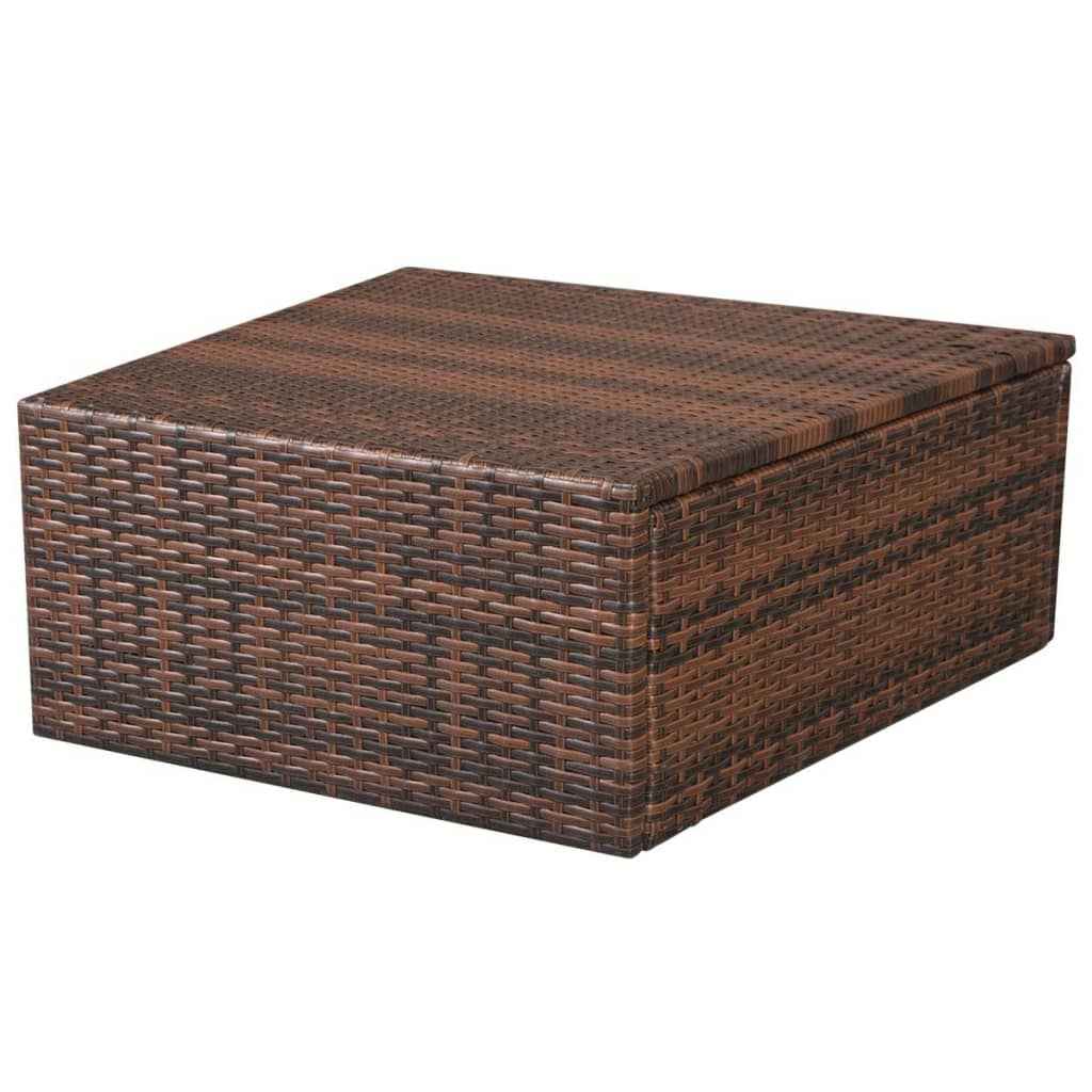 vidaXL 10 pcs conjunto lounge jardim c/ almofadões vime PE castanho