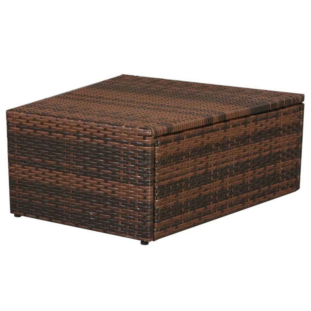 vidaXL 10 pcs conjunto lounge jardim c/ almofadões vime PE castanho