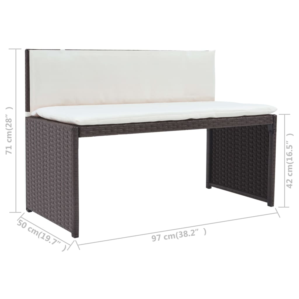 vidaXL 5 pcs conjunto de jantar para exterior aço e vime PE castanho