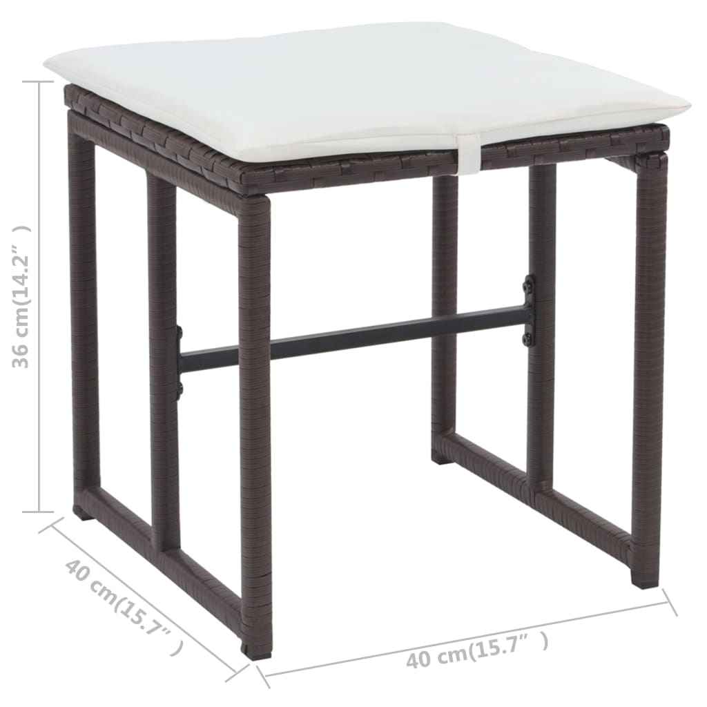 vidaXL 5 pcs conjunto de jantar para exterior aço e vime PE castanho